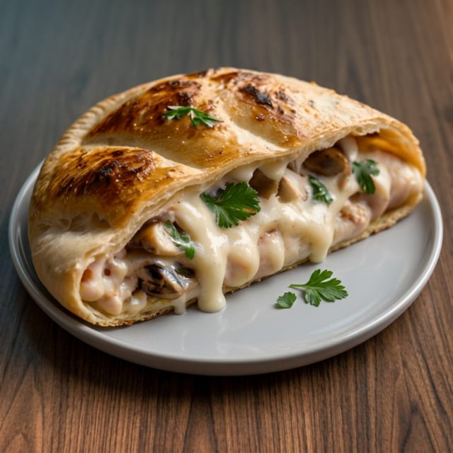 Chicken Alfredo Calzone.