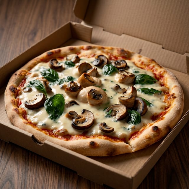 Chicken Alfredo Pizza.
